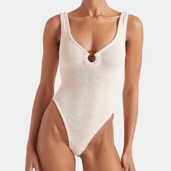 Hunza G Other - NEW Hunza G Celine Cream Swimsuit Nude Blush Beige Natural Monokini Stretchy